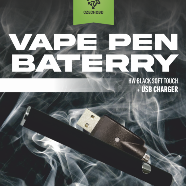 Vape pen baterie HW black soft touch + USB nabíječka