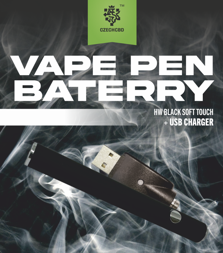 Vape pen baterie HW black soft touch + USB nabíječka 1 Vape pen baterie HW black soft touch + USB nabíječka