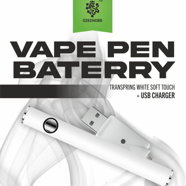 Vape pen baterie Transpring bílá soft touch + USB nabíječka