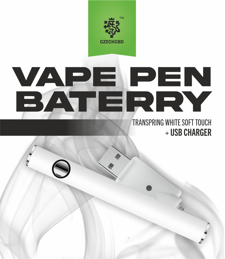 Vape pen baterie Transpring bílá soft touch + USB nabíječka 1 Vape pen baterie Transpring bílá soft touch + USB nabíječka